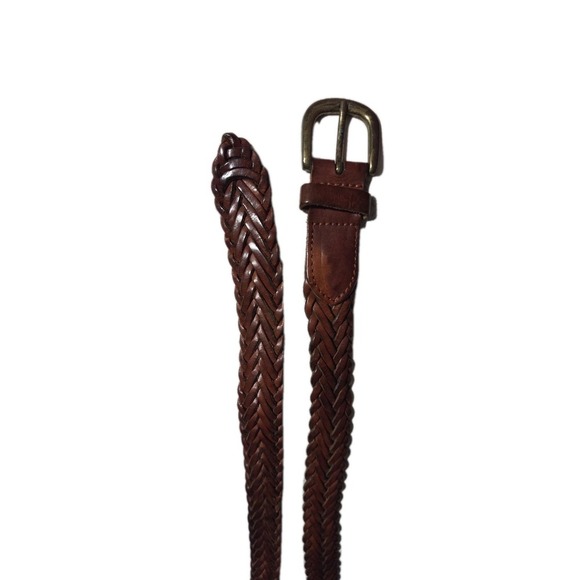 County Seat Leather Braided Belt, Brass Buckle, Brown, Size 34 - Picture 4 of 4